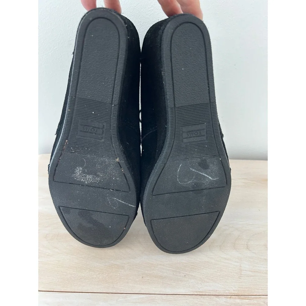 TOMS Desert Wedge Black Suede Lace Up Ankle Booties Womens 8.5